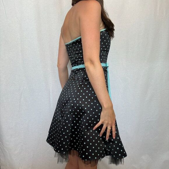 Jessica McClintock Polka Dot Strapless Y2K Mini Dress - Picture 4 of 11